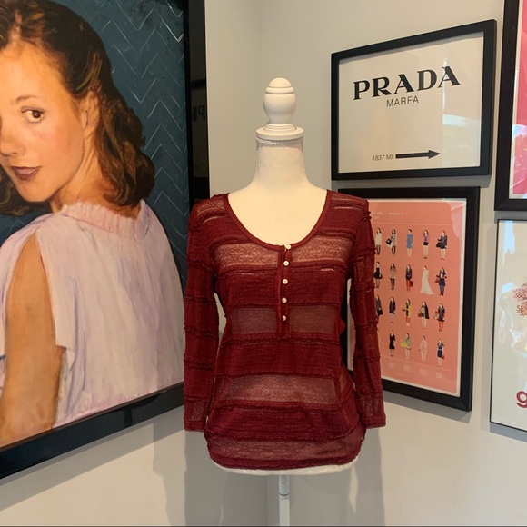 SOLD 💖 Katherine Pierce • Ralph Lauren Denim & Supply Red Long Sleeve Top M - Picture 3 of 10